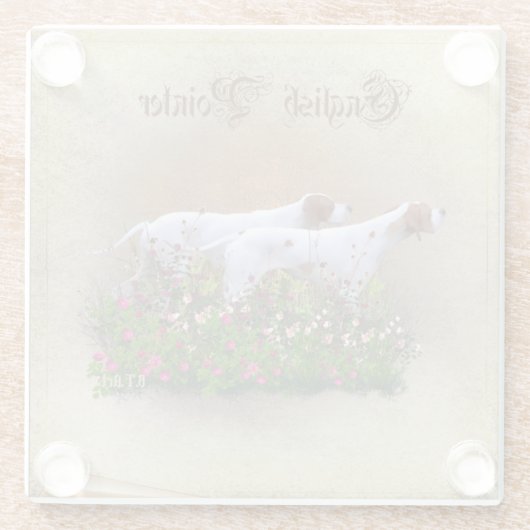 Engels Pointer Tapestry Poster Triptych AcrylP Glazen Onderzetter (Achterkant)