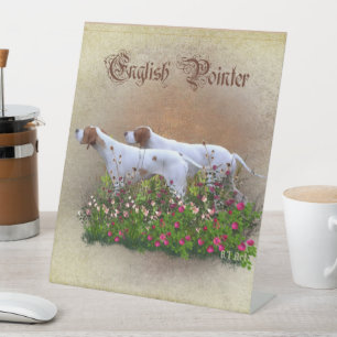 Engels Pointer Tapestry Poster Triptych AcrylP Reclamebord Met Voetstuk
