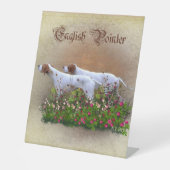 Engels Pointer Tapestry Poster Triptych AcrylP Reclamebord Met Voetstuk (Voorkant)