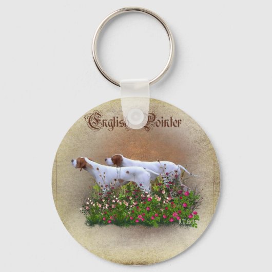 Engels Pointer Tapestry Poster Triptych AcrylP Sleutelhanger (Voorkant)