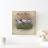 Engels Pointer Tapestry Poster Triptych AcrylP Vierkante Klok (Huis)