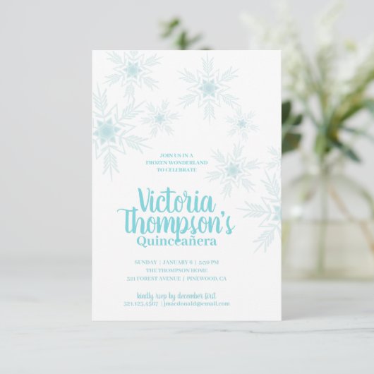 ENGELS quinceañera WINTER WONDERLAND Kaart (Staand voorkant)