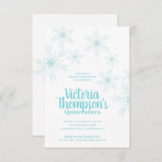 ENGELS quinceañera WINTER WONDERLAND Kaart (Voorkant / Achterkant)