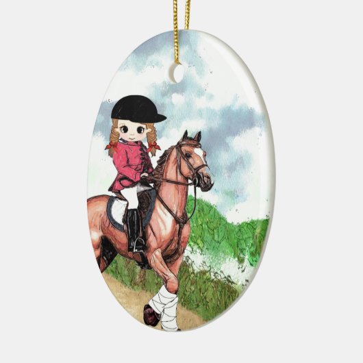 Engels rondzendmeisje keramisch ornament (Links)