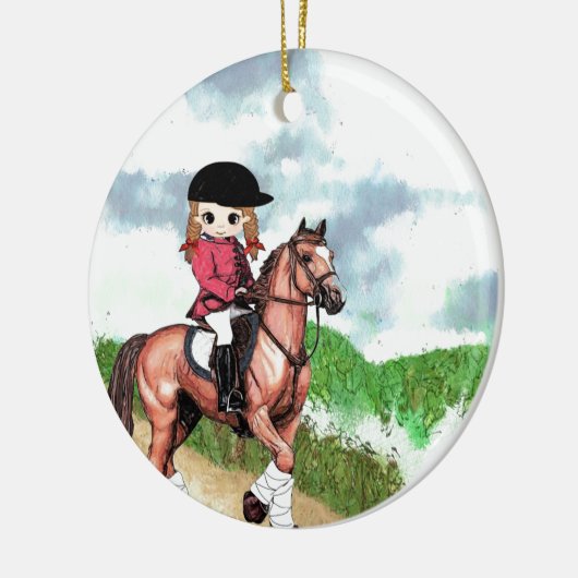 Engels rondzendmeisje keramisch ornament (Links)