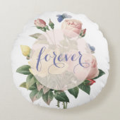 Engels Roos Butterfly Garden Weddenschap Forever Rond Kussen (Voorkant)