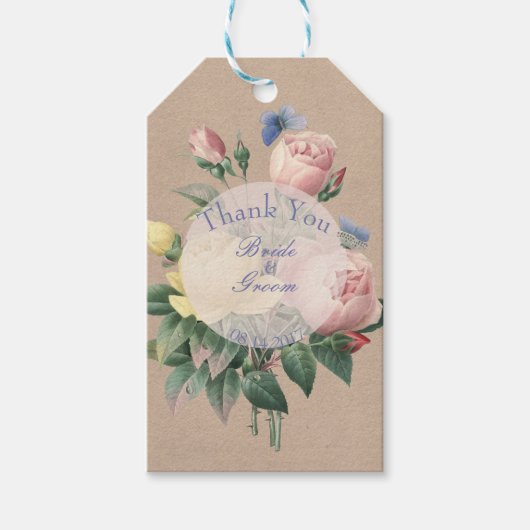 Engels Roos Butterfly Garden Weddenschap Hartelijk Cadeaulabel (Voorkant)