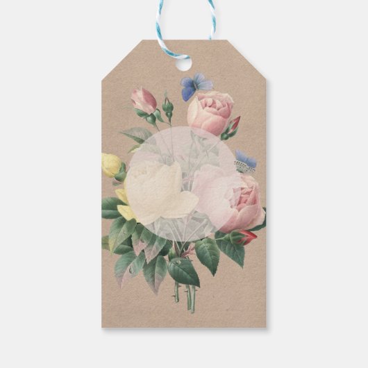 Engels Roos Butterfly Garden Weddenschap Hartelijk Cadeaulabel (Achterkant)