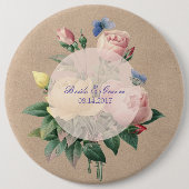 Engels Roos Butterfly Garden Wedding Ronde Button 6,0 Cm (Voorkant)