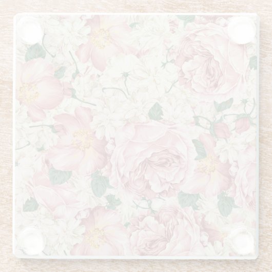 Engels Roos en Hydrangea Flowers Pattern Glazen Onderzetter (Achterkant)