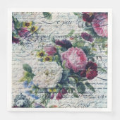 Engels Roos Florals Ephemeral Writers Decoupage Servet (Voorkant)
