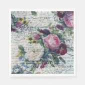 Engels Roos Florals Ephemeral Writers Decoupage Servet (Voorkant)