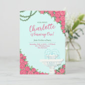 Engels Roos Garden 1st Birthday Uitnodiging (Staand voorkant)