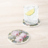 Engels Roos Garden Bourbon Pink Floral Zandsteen Onderzetter (Zijkant)