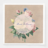 Engels Roos Garden Butterfly Wedding Servet (Voorkant)