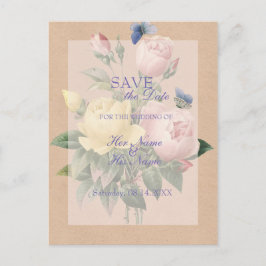 Engels Roos Garden Wedding SAVE the Date Aankondigingskaart