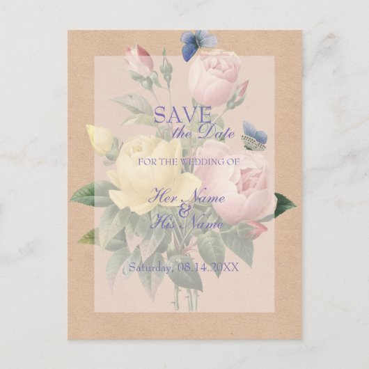 Engels Roos Garden Wedding SAVE the Date Aankondigingskaart (Voorkant)