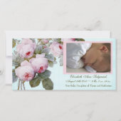 Engels Roos Geboorteaankondiging voor Baby Girl Aankondiging (Voorkant)