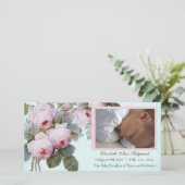 Engels Roos Geboorteaankondiging voor Baby Girl Aankondiging (Staand voorkant)