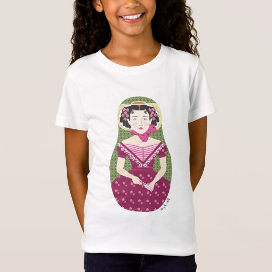 Engels Roos Matryoshka Girls' T-Shirt (Voorkant)