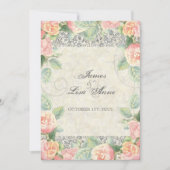 Engels Roos, Peach & Silver bruiloft uitnodiging (Voorkant)