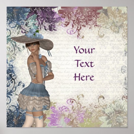 Engels roos Romantisch meisje Poster (Voorkant)