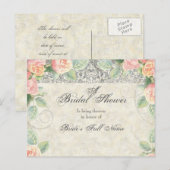 Engels Roos & Silver Bridal Shower Invitation Uitnodiging Briefkaart (Voorkant / Achterkant)