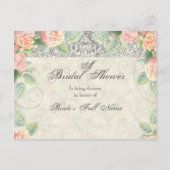 Engels Roos & Silver Bridal Shower Invitation Uitnodiging Briefkaart (Voorkant)