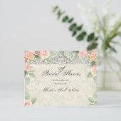 Engels Roos & Silver Bridal Shower Invitation Uitnodiging Briefkaart (Staand voorkant)