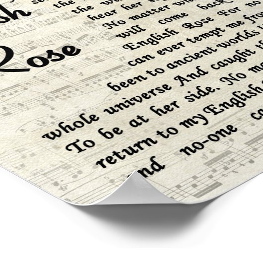 Engels Roos Song Lyric Script Print (Hoek)