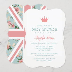 Engels Roos Union Jack Baby shower Kaart