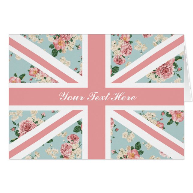 Engels Roos Union Jack Floral Pattern (Voorkant Horizontaal)