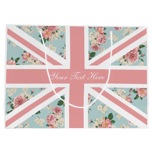 Engels Roos Union Jack Floral Pattern Large Cadeautasje (Achterkant)