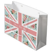 Engels Roos Union Jack Floral Pattern Large Cadeautasje (Voorkant Gekanteld)