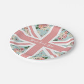 Engels Roos Union Jack Floral Pattern Papieren Bordje (Gekanteld)