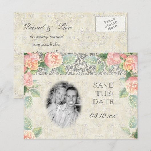 Engels Roos & Zilver sparen het Briefkaart van de  (Voorkant / Achterkant)