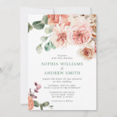 Engels Rose Bouquet bruiloft uitnodiging (Voorkant)