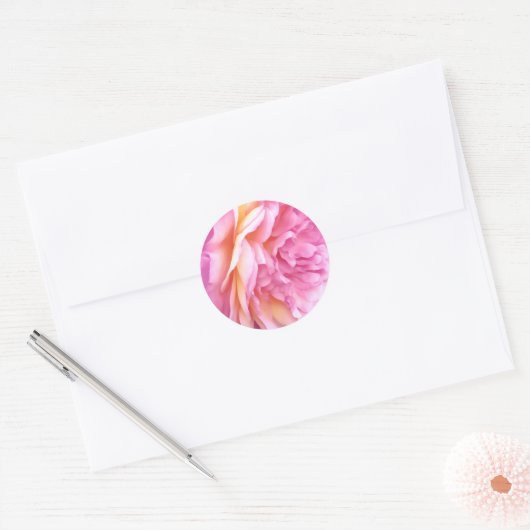 Engels Roze Roze Bloem Bloemen Bloembladeren Ronde Sticker (Envelop)