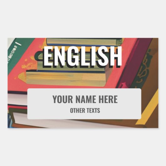 Engels School Onderwerp Sticker Label (Voorkant)
