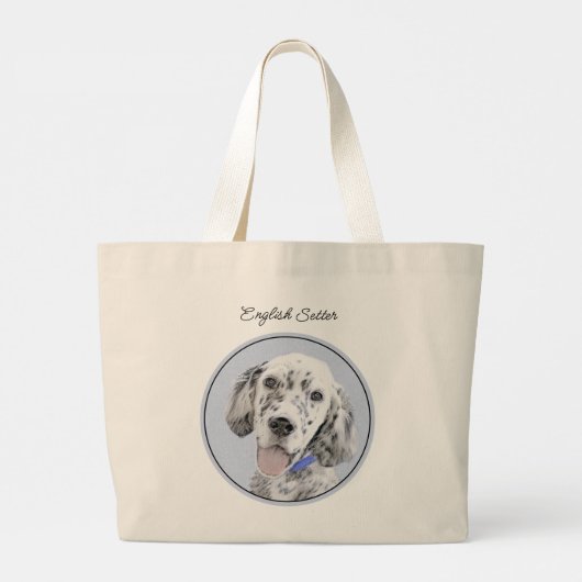 Engels Setter Blue Belton Schilderij Pet Dog Art Grote Tote Bag (Achterkant)