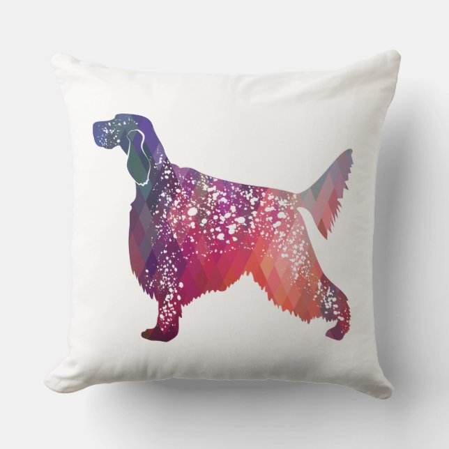 Engels Setter Dog Geometric Silhouette - Roze Kussen (Voorkant)