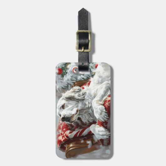Engels Setter Dog Kerstfeest Bagagelabel (Voorkant verticaal)
