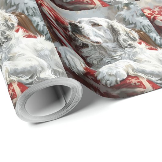 Engels Setter Dog Kerstfeest Cadeaupapier (Rol Hoek)