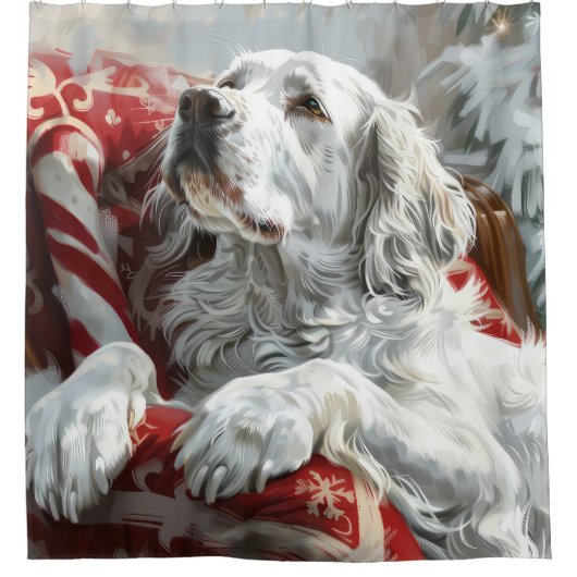Engels Setter Dog Kerstfeest Douchegordijn (Voorkant)