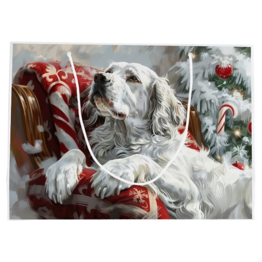 Engels Setter Dog Kerstfeest Groot Cadeauzakje (Achterkant)