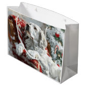 Engels Setter Dog Kerstfeest Groot Cadeauzakje (Achterkant Gekanteld)