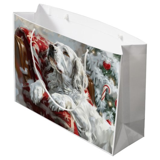 Engels Setter Dog Kerstfeest Groot Cadeauzakje (Achterkant Gekanteld)