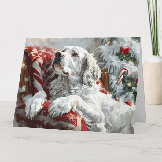 Engels Setter Dog Kerstfeest Kaart (Voorkant)