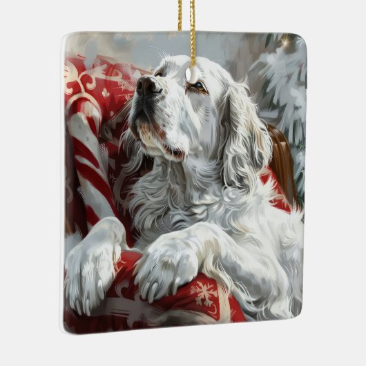 Engels Setter Dog Kerstfeest Keramisch Ornament (Rechts)