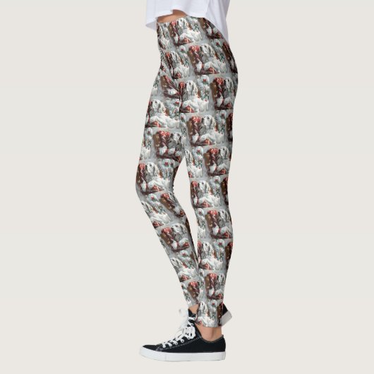 Engels Setter Dog Kerstfeest Leggings (Links)